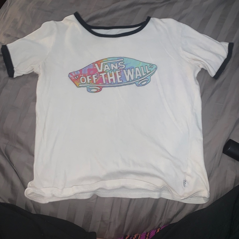 Off white with Tie dye VANS cropped tee shirt